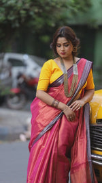 Rust colour with the Silver border tissue in handloom saree video