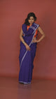 lavender with white border cotton handwoven saree 